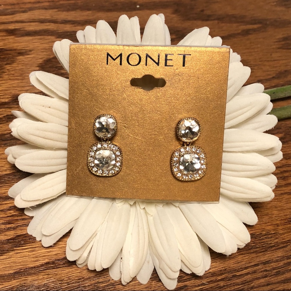 Monet Goldtone Crystal Post Earrings